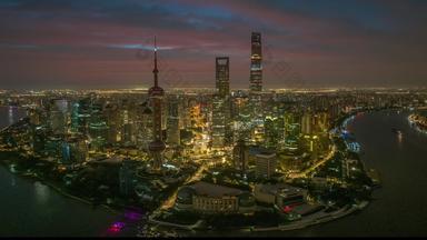 <strong>航拍</strong>上海外滩建筑夜景